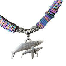 Load image into Gallery viewer, Humpback Whale Hematite Beaded Necklace
