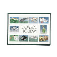 Load image into Gallery viewer, Holiday card box cover with text "COASTAL HOLIDAY" surrounded by 10 marine animal images.