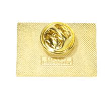 Load image into Gallery viewer, Back of rectangular lapel pin with butterfly clasp.
