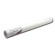 Load image into Gallery viewer, White poster tube with "Marine Mammals of the California Coast" sticker on it.