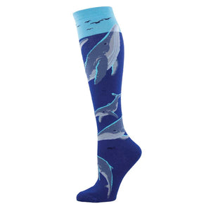 Whale Watching Knee High Socks-One Size