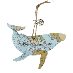 Sausalito Map Wooden Whale Ornament