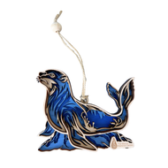 Layered Wood Cutout Sea Lion Ornament