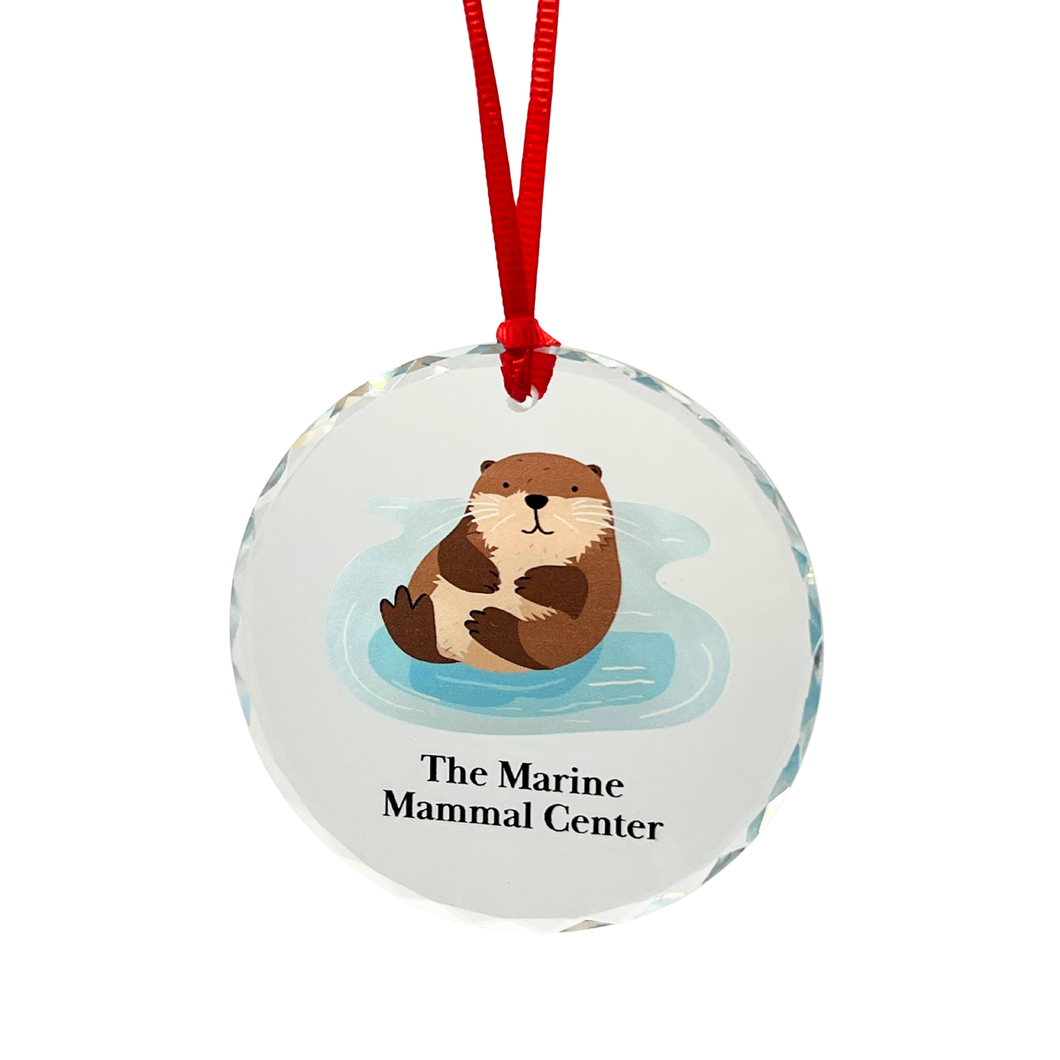 Sea Otter Round Glass Ornament