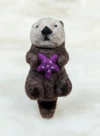 Sea Otter Purple Star Felt Ornament