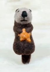 Sea Otter Orange Star Felt Ornament