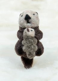 Sea Otter with Baby Felt Ornament