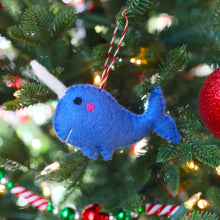 Load image into Gallery viewer, Narwhal Felt Wool Ornament
