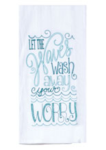 Waves Embroidered Tea Towel