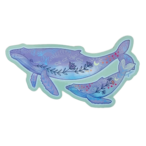 Floral Whale and Baby Vinyl Sticker