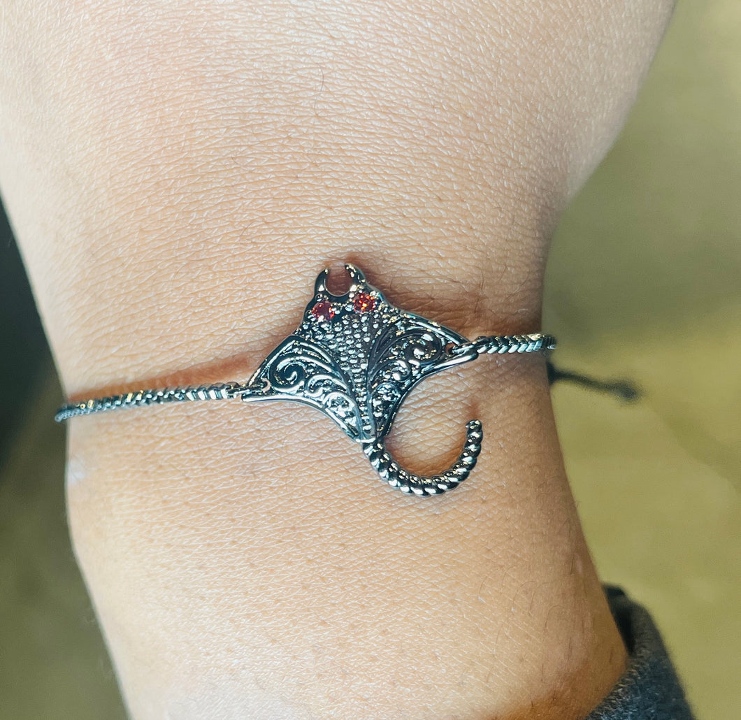 228 Garnet Manta Ray Bracelet