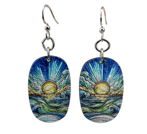 Ocean Sunset Wood Earrings