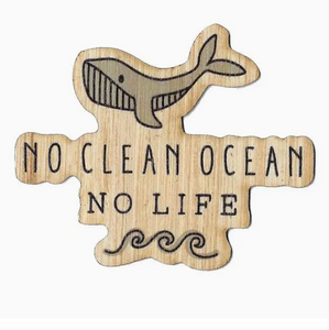 No Clean Ocean, No Life Bamboo Wood Sticker