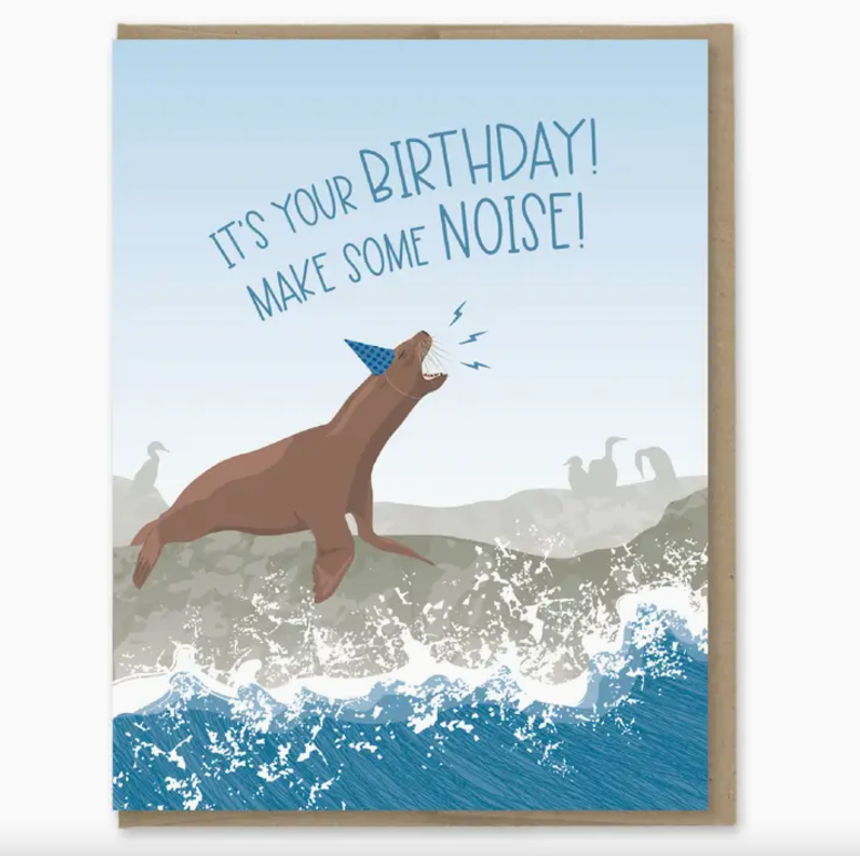 Make Some Noise Sea Lion Birthday Card