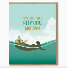 Load image into Gallery viewer, Relaxing Otter With Martini Birthday Card
