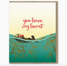 Load image into Gallery viewer, You Have My Heart Sea Otter Valentine&#39;s Day Card
