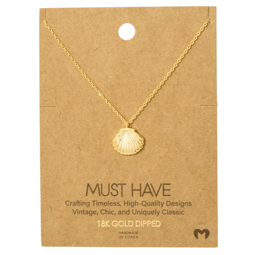 Gold Dipped Clam Shell Pendant Necklace