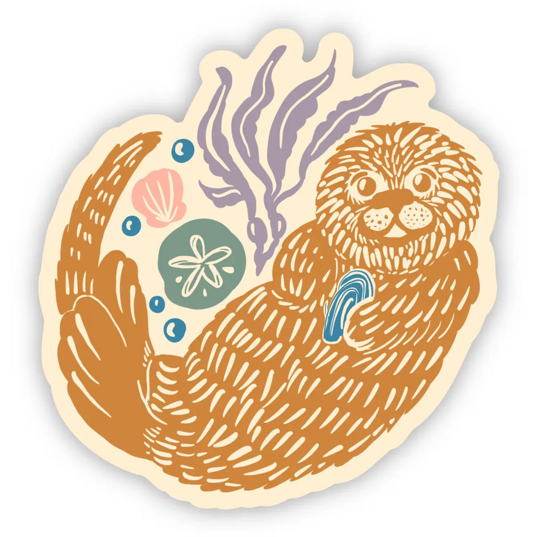 Sea Otter With Shell Sticker