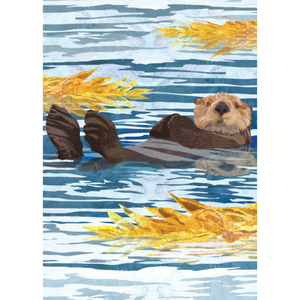 Floating Sea Otter Blank Greeting Card