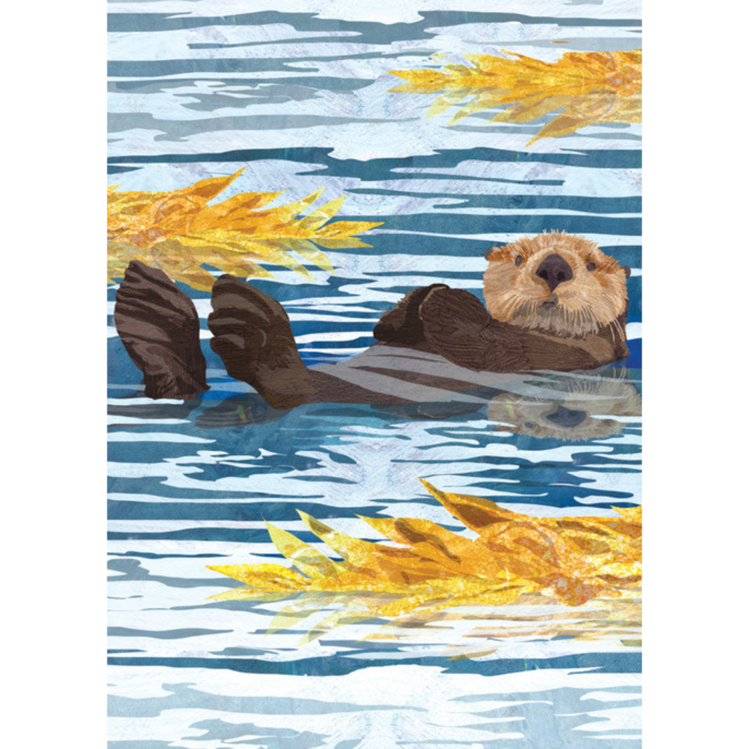 Floating Sea Otter Blank Greeting Card
