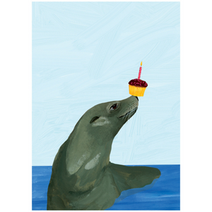 Sea Lion Cupcake Greeting Card