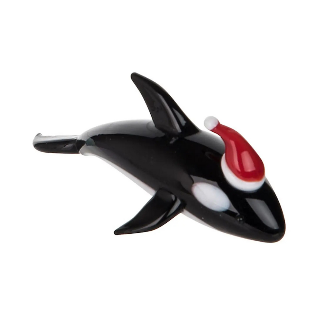 Orca With Santa Hat Figurine