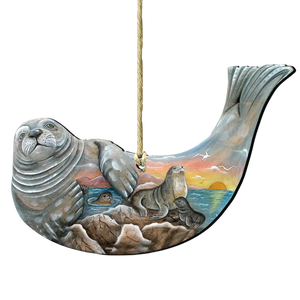Scenic Seal Wooden Ornament