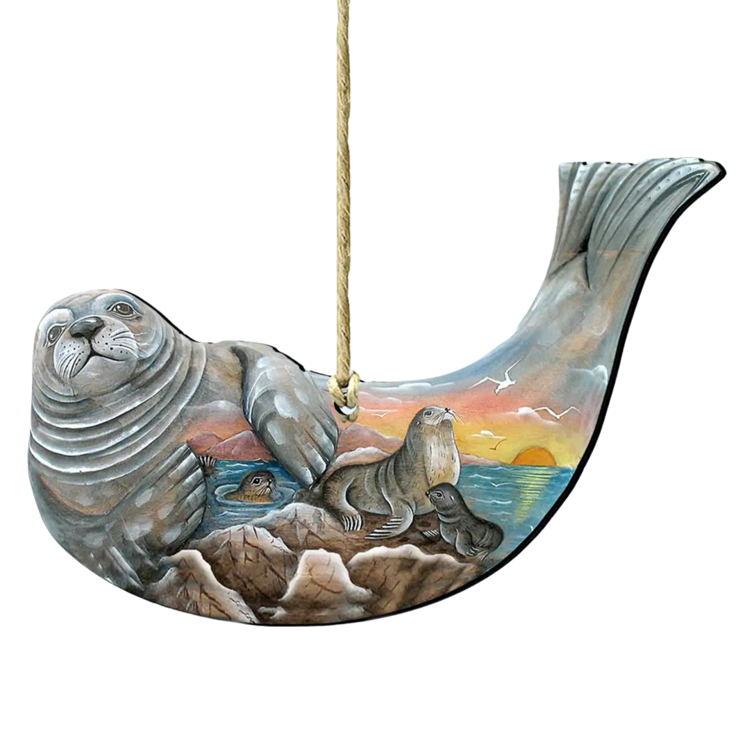 Scenic Seal Wooden Ornament