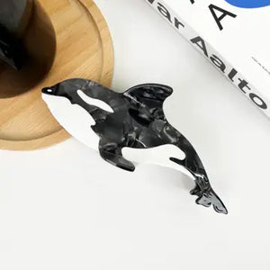 Orca Whale Claw Clip - Black