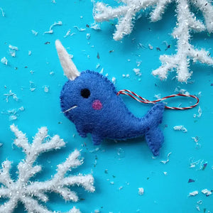 Narwhal Felt Wool Ornament