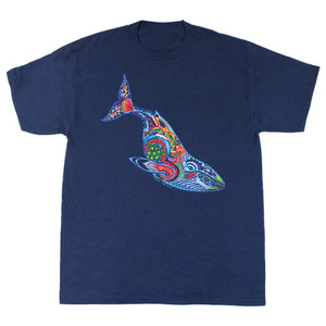 Multicolored Whale Short Sleeve  Shirt - Navy