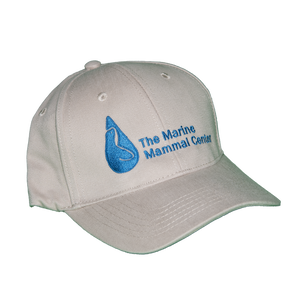 Khaki/light tan baseball cap with Marine Mammal Center logo in blue