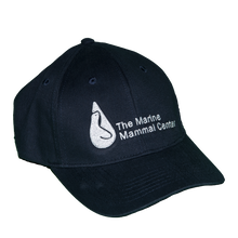 Load image into Gallery viewer, Navy blue baseball cap with Marine Mammal Center logo in white
