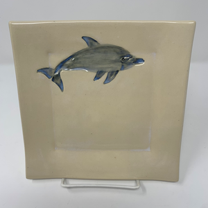 Handmade Square Plate - Dolphin