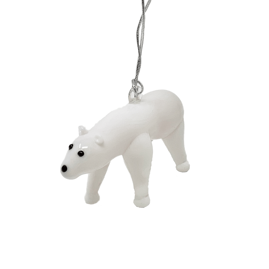 Glass Polar Bear Ornament