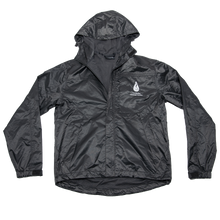 Load image into Gallery viewer, slate gray waterproof rain jacket with Marine Mammal Center logo in white on left chest
