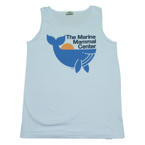 Light blue tank top with blue whale design and text "The Marine Mammal Center" on top