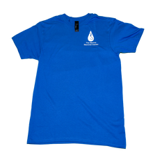 Load image into Gallery viewer, Royal blue t-shirt with Marine Mammal Center logo in white over left chest
